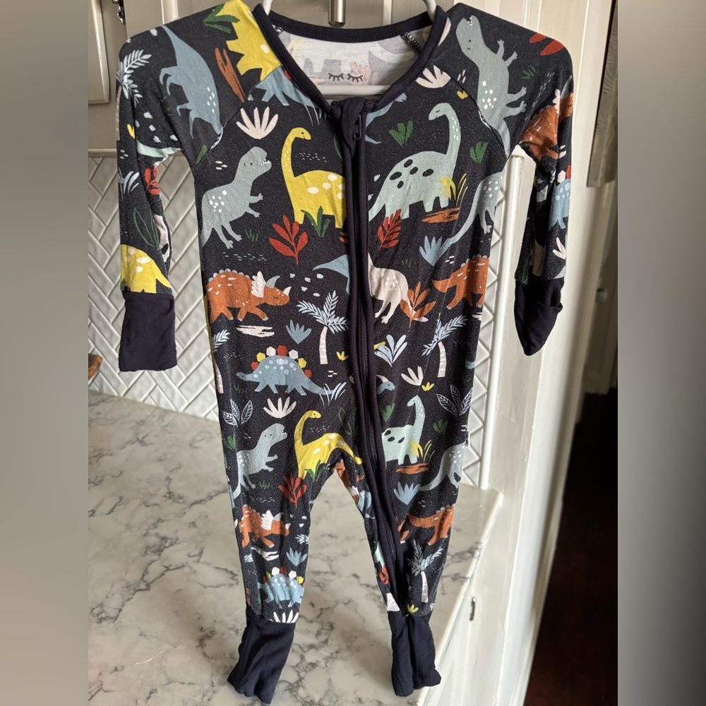 Little Sleepies Navy Dinosaur Kids Footie